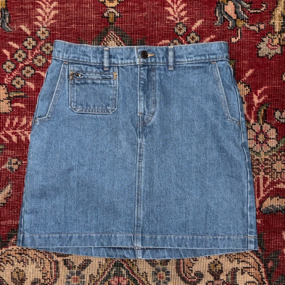 Levi's Orange Tab Utility Denim Mini Skirt W27 Medium Wash Ring Pull Zippers